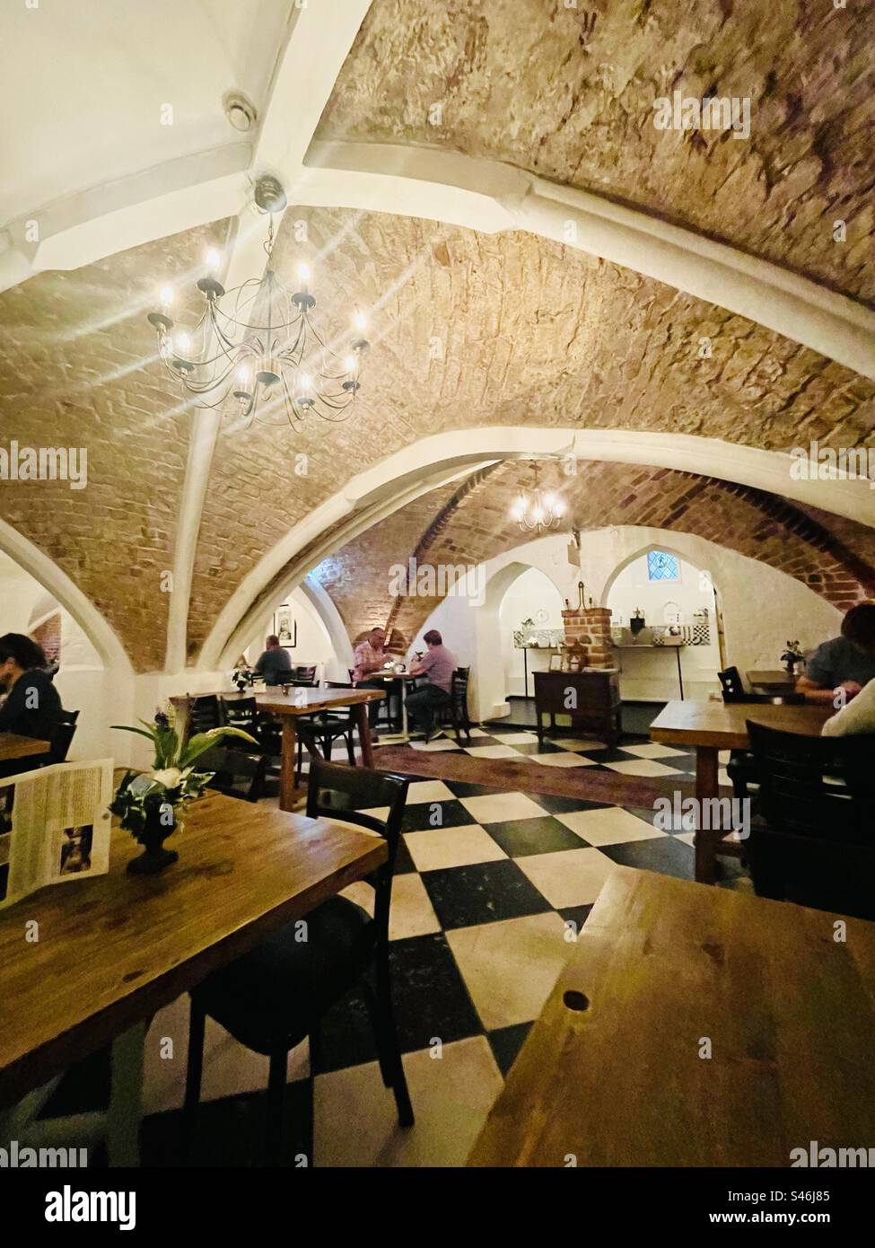 The 1307 dining hall at the Mayfair hotel Tunneln in Malmö, Sweden. - Smartphone Captured Stock Image