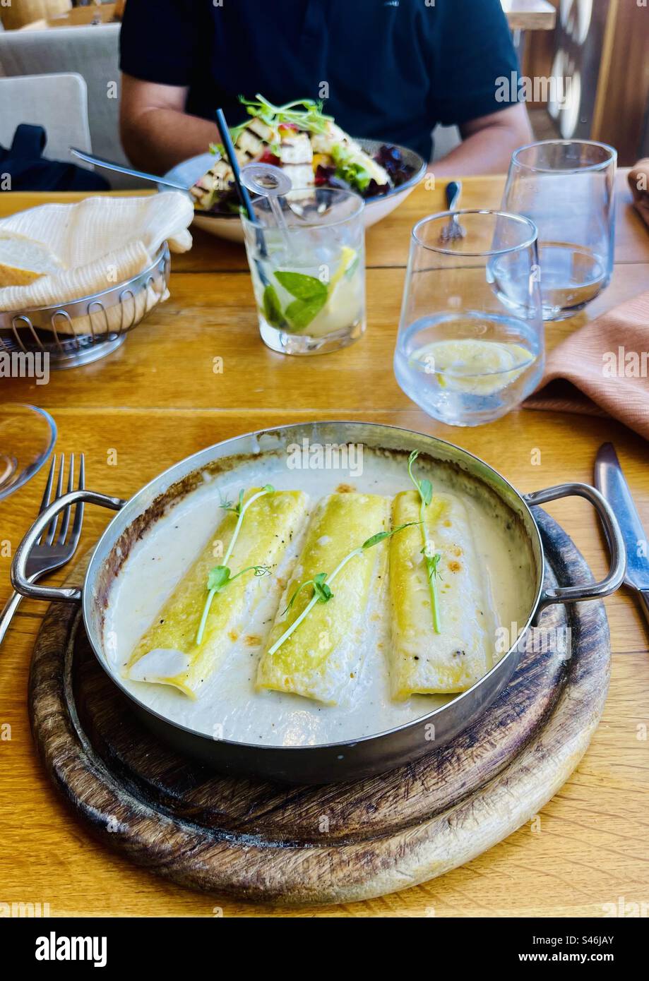 Cannoli with ricotta and spinach. - Smartphone Captured Stock Image