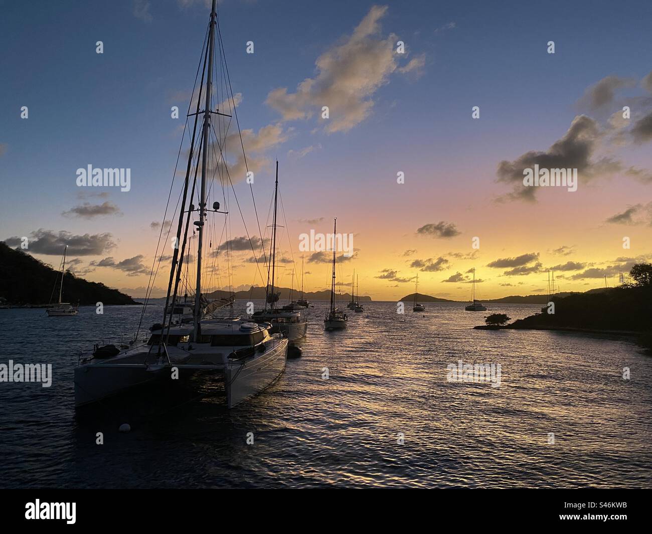 Sailboats at sunset - Smartphone Captured Stock Image
