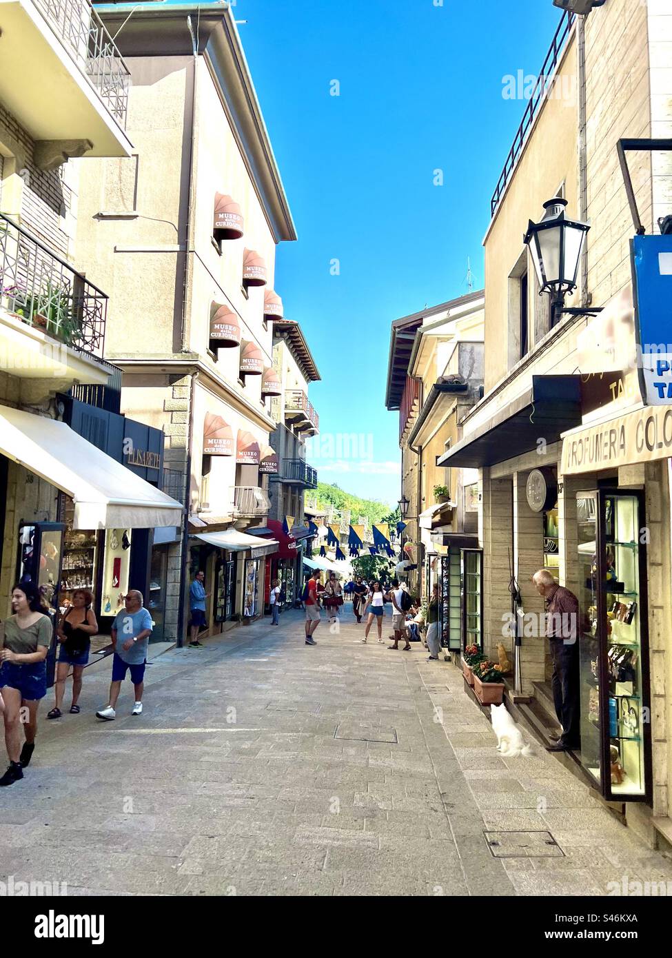 Salita Alla Rocca street in the city of San Marino atop Mount Ritano - Smartphone Captured Stock Image