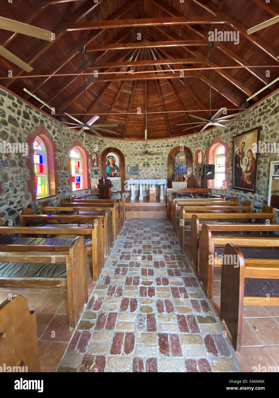 Inside a small church in Bequia - Smartphone Captured Stock Image
