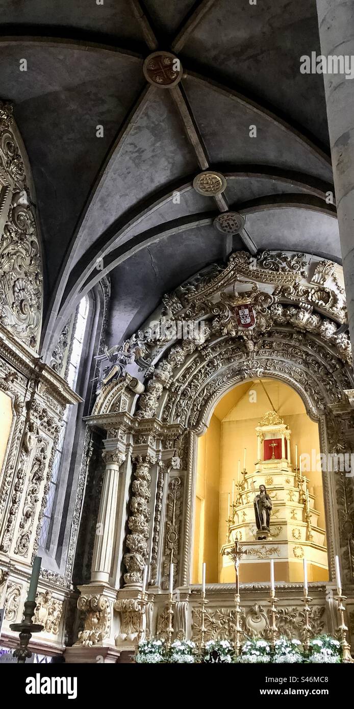 Inside the Igreja de São João Baptista in Tomar, Portugal. - Smartphone Captured Stock Image