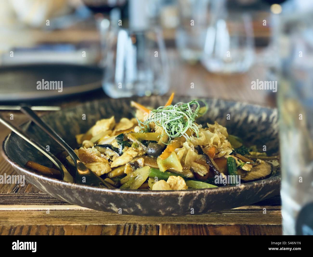 Thai food at a restaurant in Cascais. Lisbon, Portugal, 2023. - Smartphone Captured Stock Image