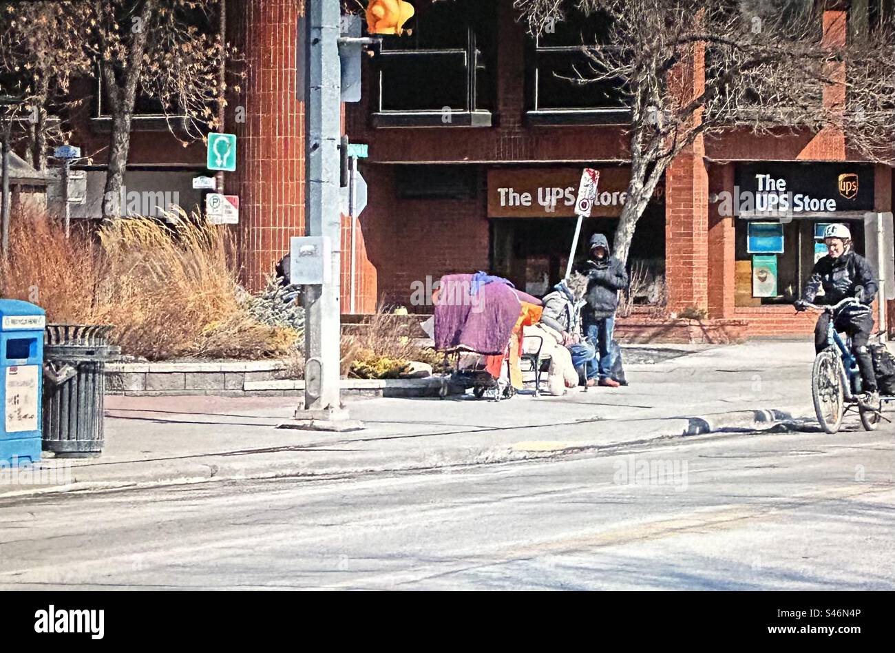 Street people, homeless, poverty ,  cycler, bicycle rider - Smartphone Captured Stock Image