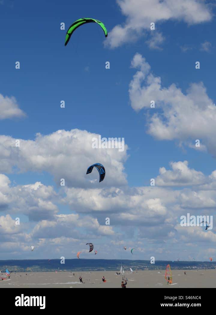 Kitesurfing! Neusiedlersee! Austria! - Smartphone Captured Stock Image