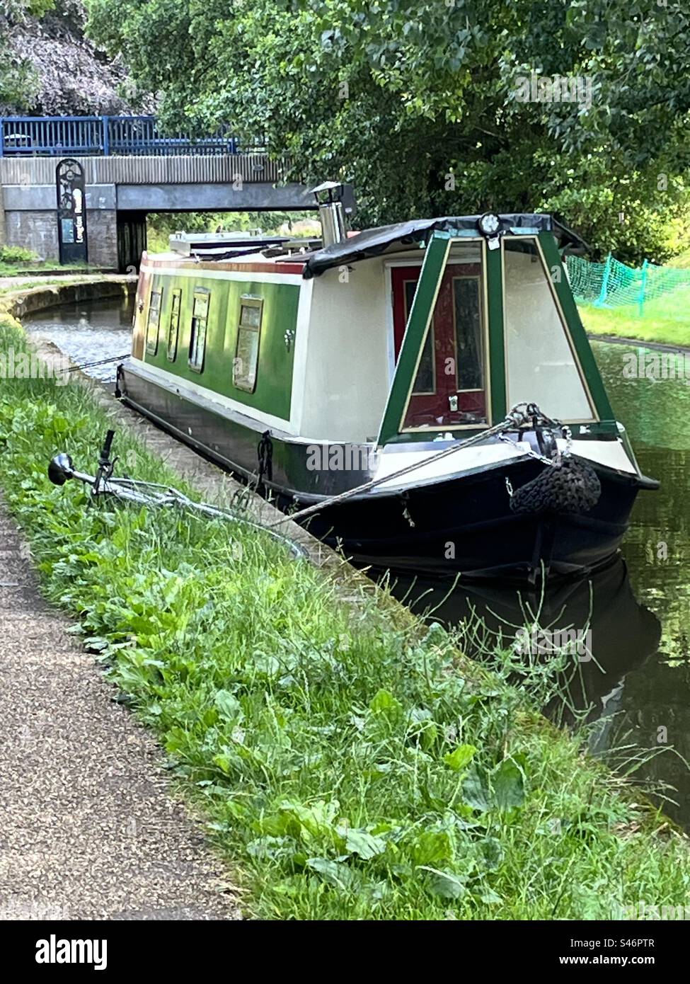 Narrow boat on the canal Stock Photo