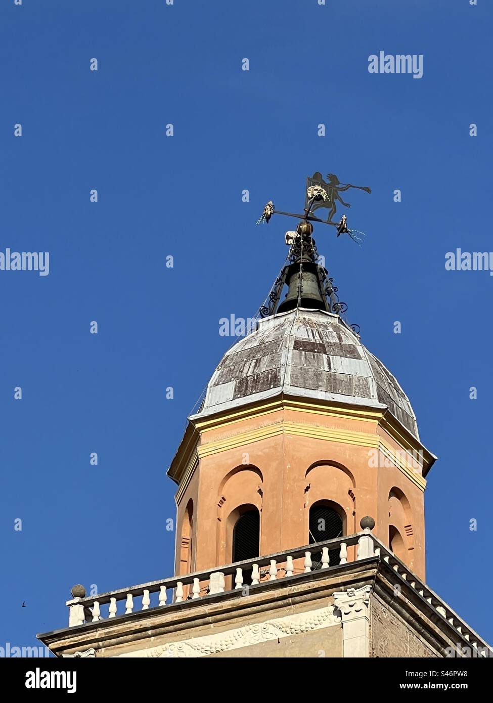 Cupola in Pizza Grande in Modena against a right blue sky - Smartphone Captured Stock Image