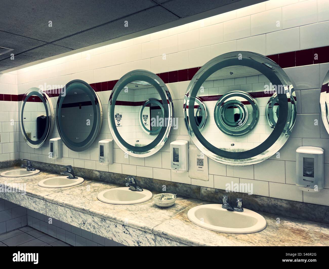 Public restroom in an upscale, Manhattan restaurant, 2023, New York