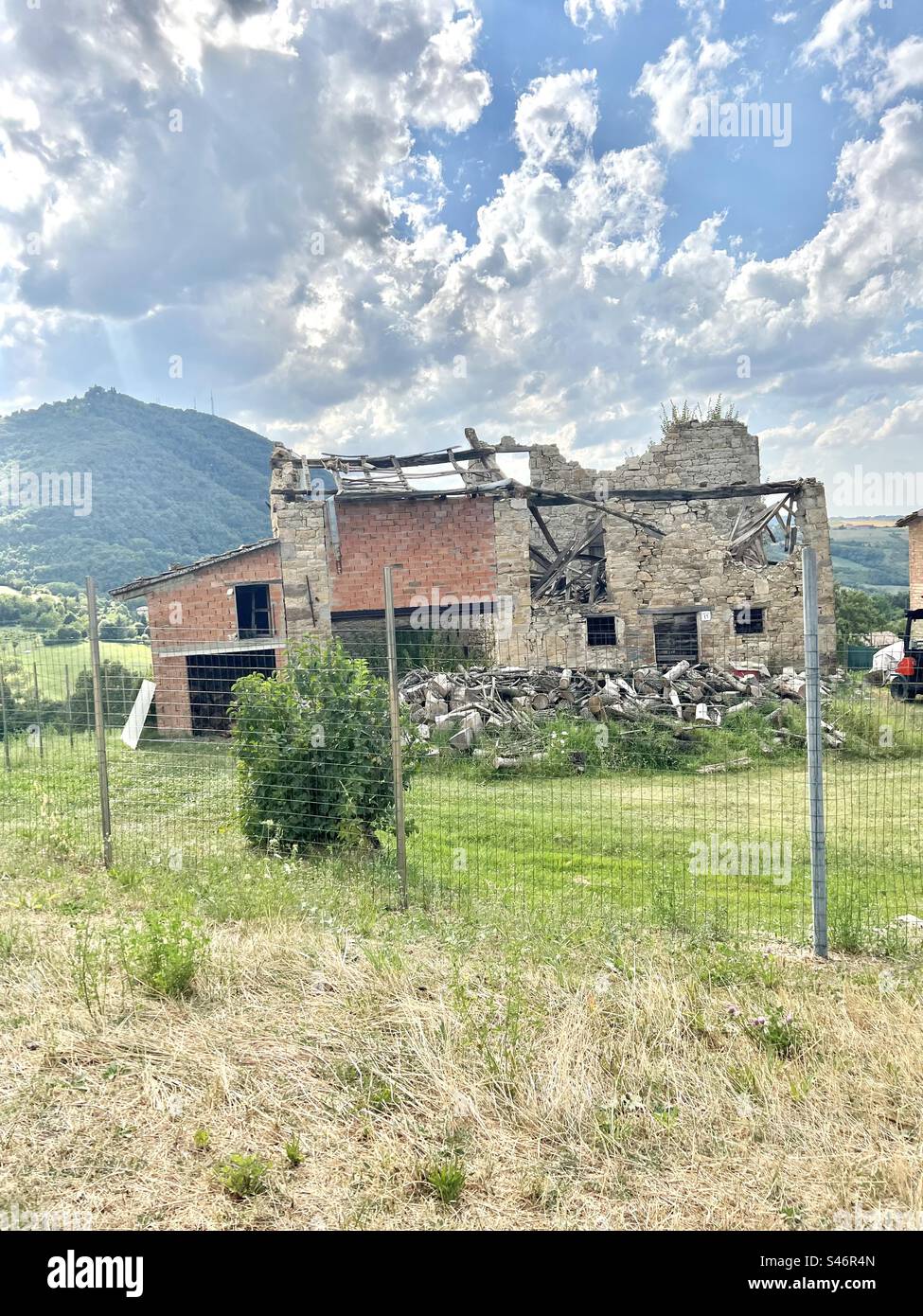 Crumbling structure in Ricco Village, Serramazzoni, Italy - Smartphone Captured Stock Image