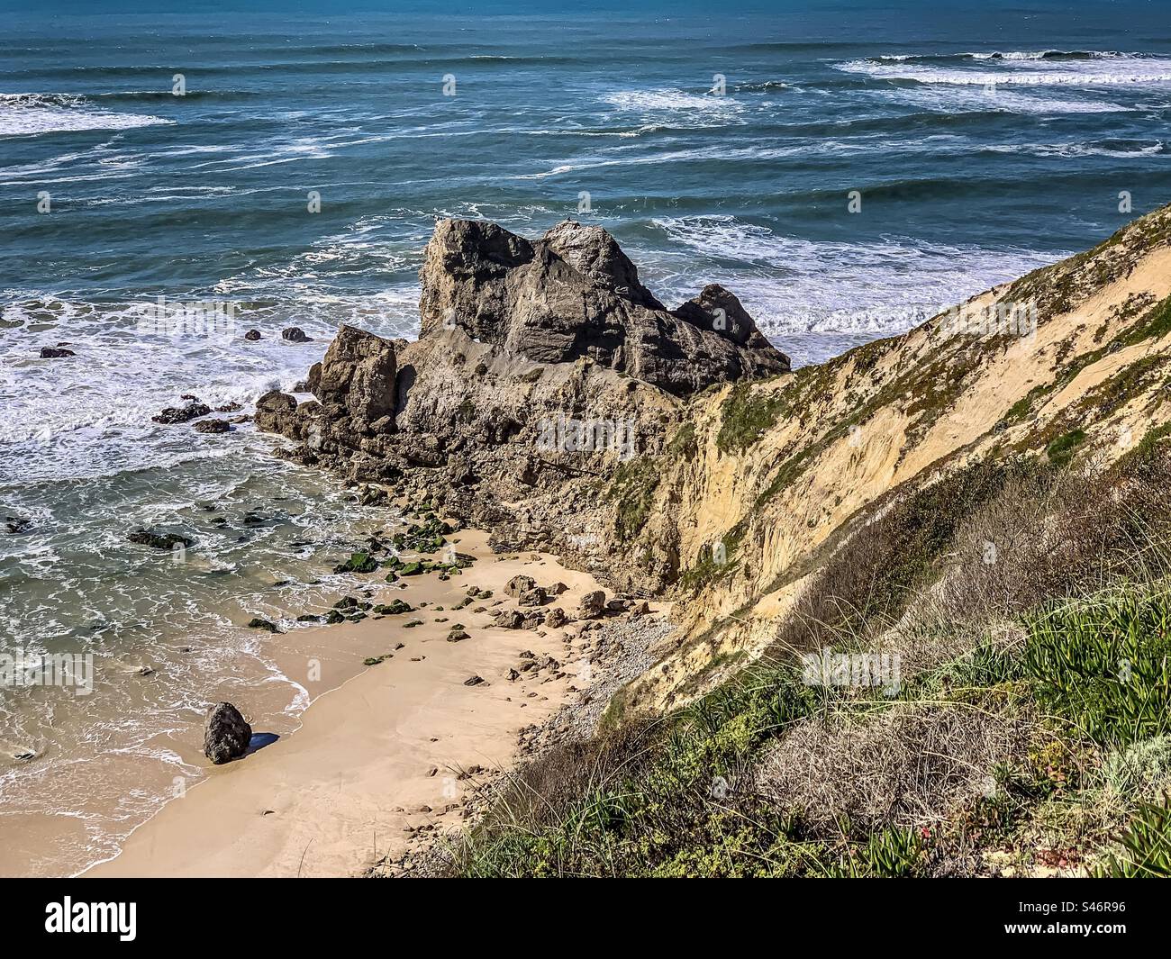 Rock formation known as Castelo or Leão, depending on the viewpoint, Pataias Portugal - Smartphone Captured Stock Image