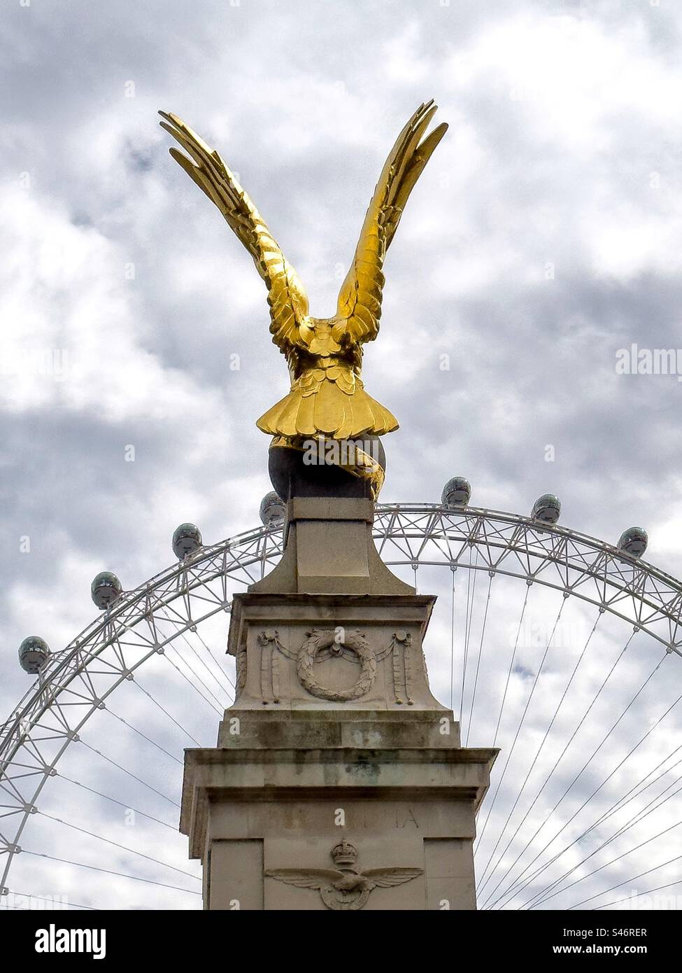 The London Eye and The Royal Airforce Memorial - Smartphone Captured Stock Image