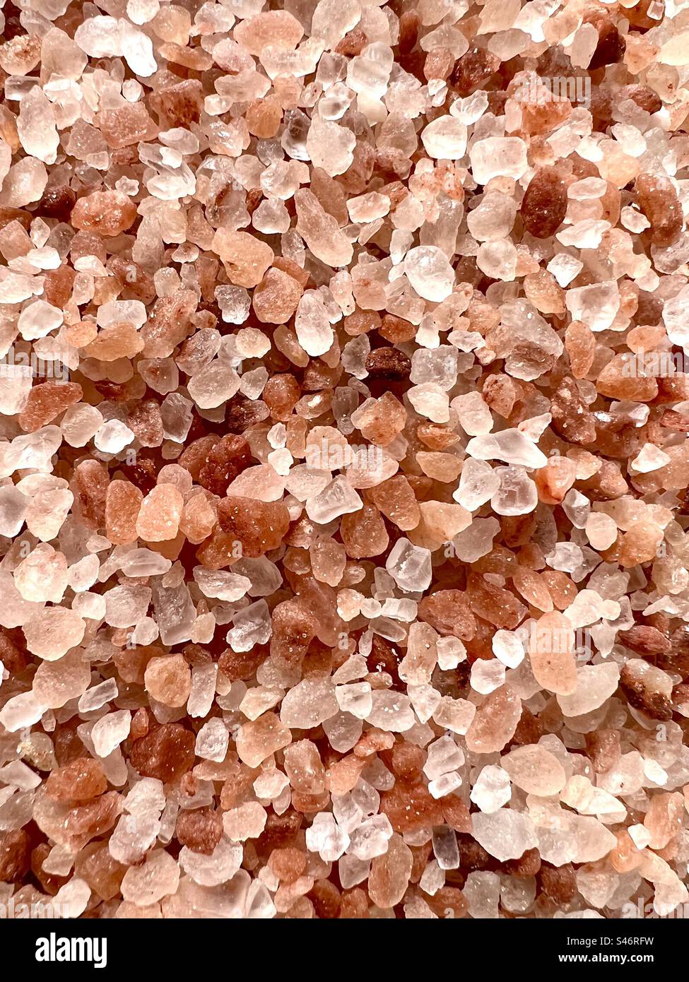 Closeup full frame of pink Himalayan salt crystals - Smartphone Captured Stock Image