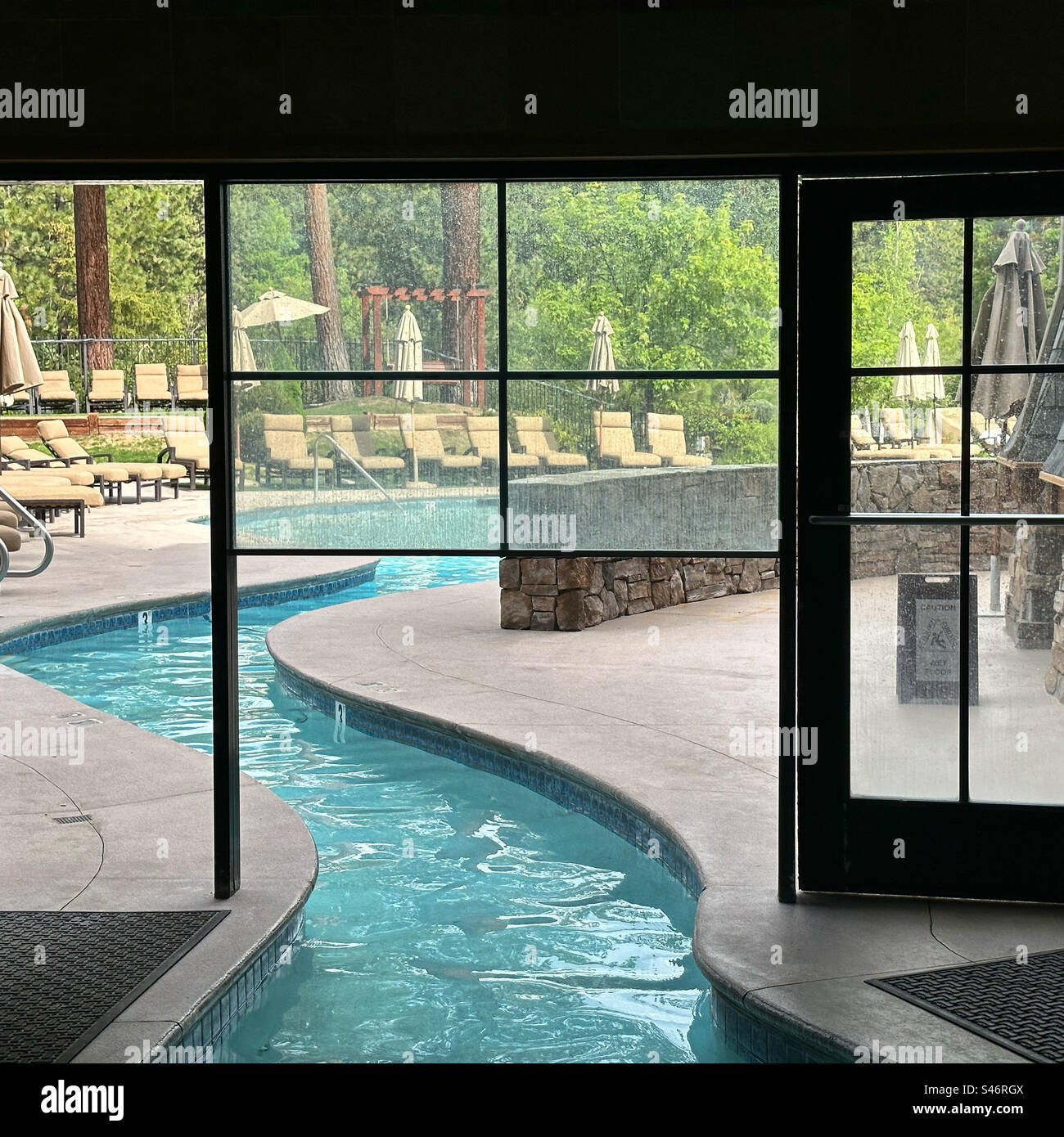 June, 2023, Swimming pool, Hyatt Regency Lake Tahoe Resort Spa and Casino, Incline Village, Washoe County, Nevada, United States Stock Photo