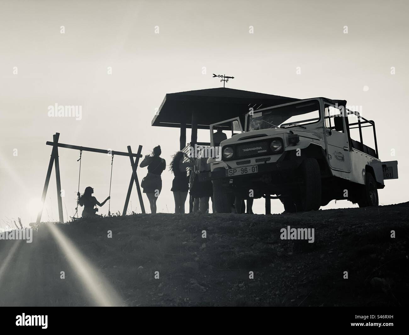 A group of friends doing sightseeing in the Algarve, Portugal, 2023. - Smartphone Captured Stock Image