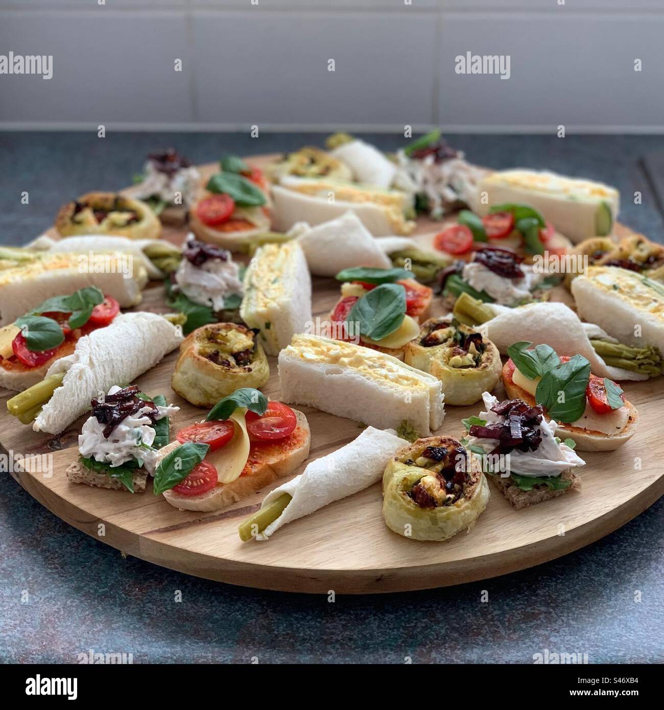 Delicious savoury finger food for a high tea Stock Photo - Alamy