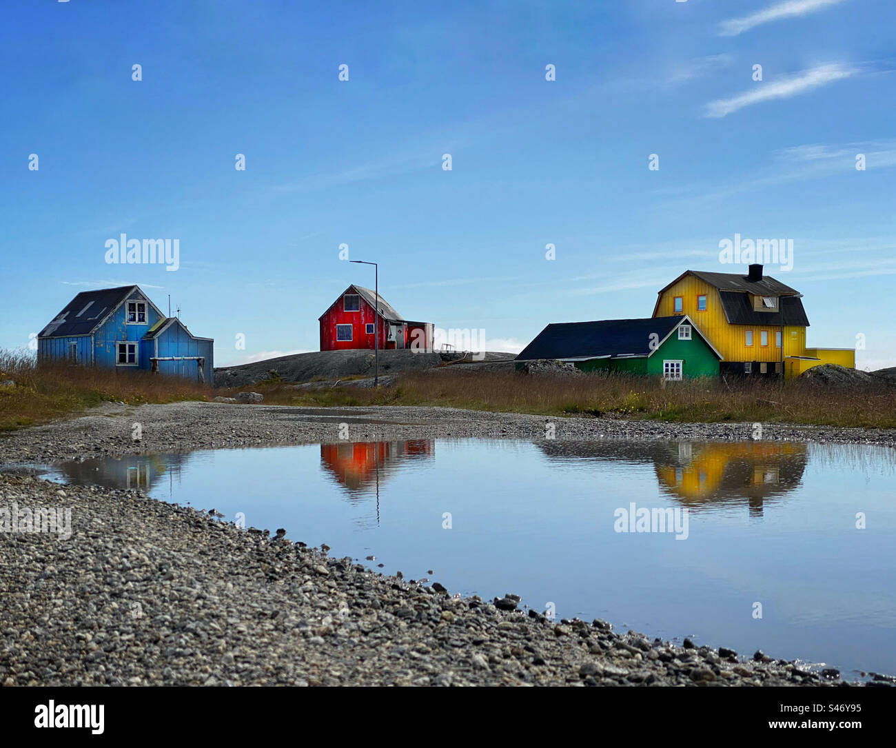 Colorful houses in Nanortalik, Greenland - Smartphone Captured Stock Image