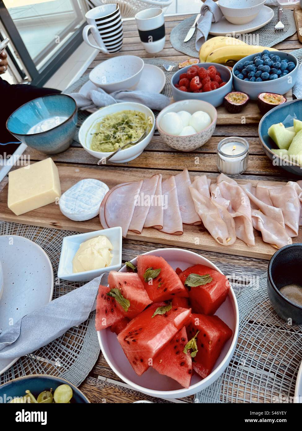 A breakfast table of food - Smartphone Captured Stock Image