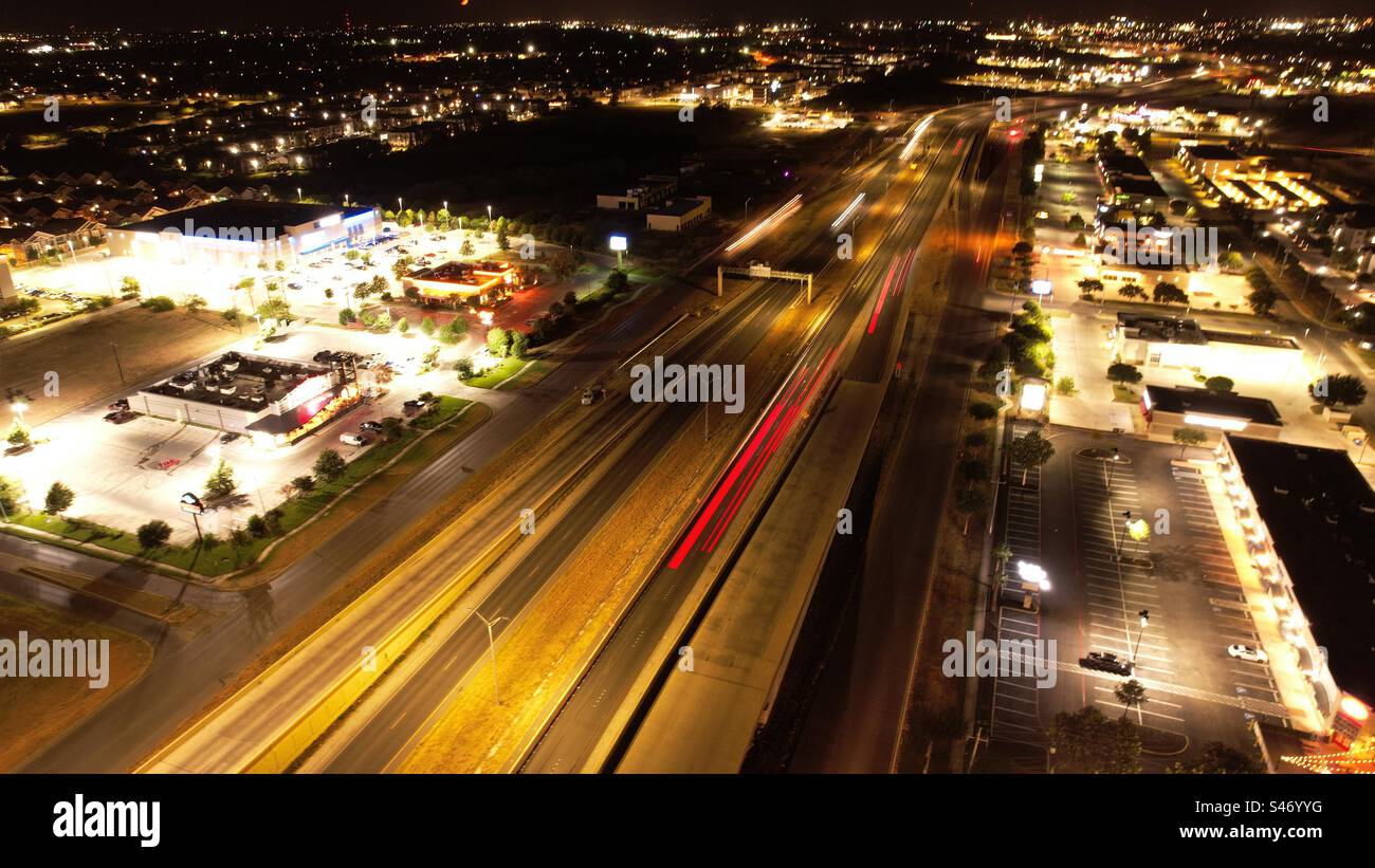 Night aerial picture in San Antonio Stock Photo