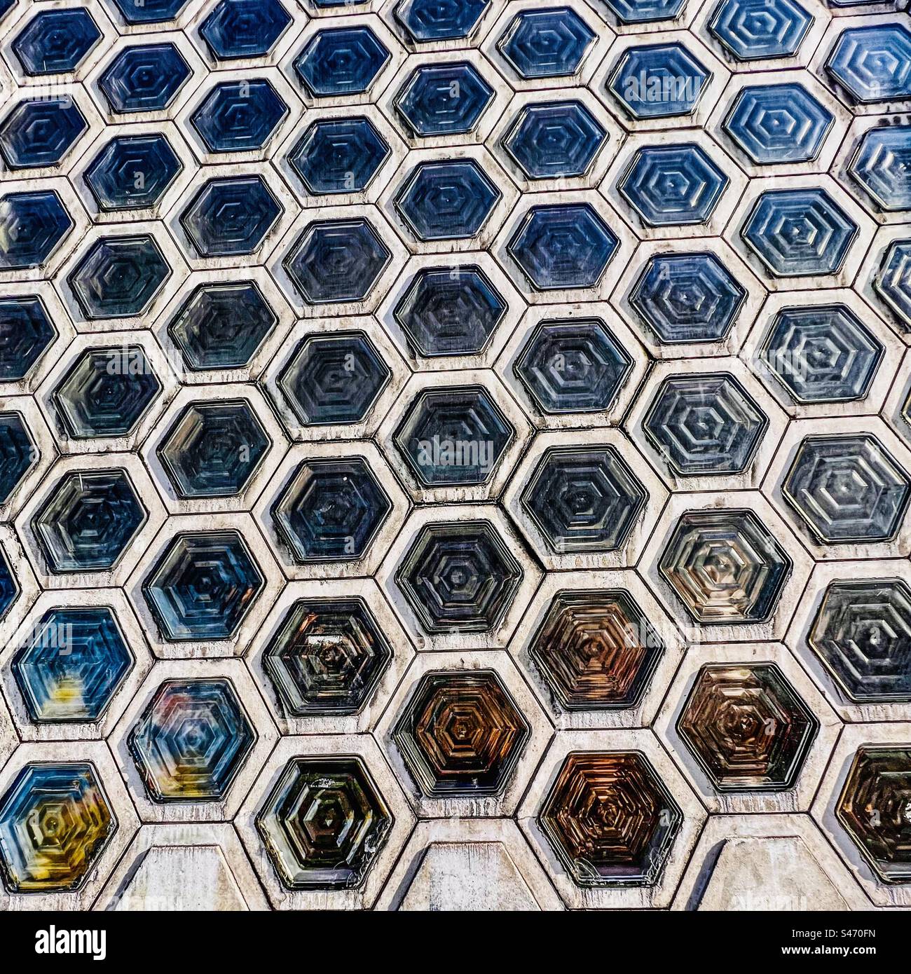 Smithfield market honeycomb glass tile wall - Smartphone Captured Stock Image