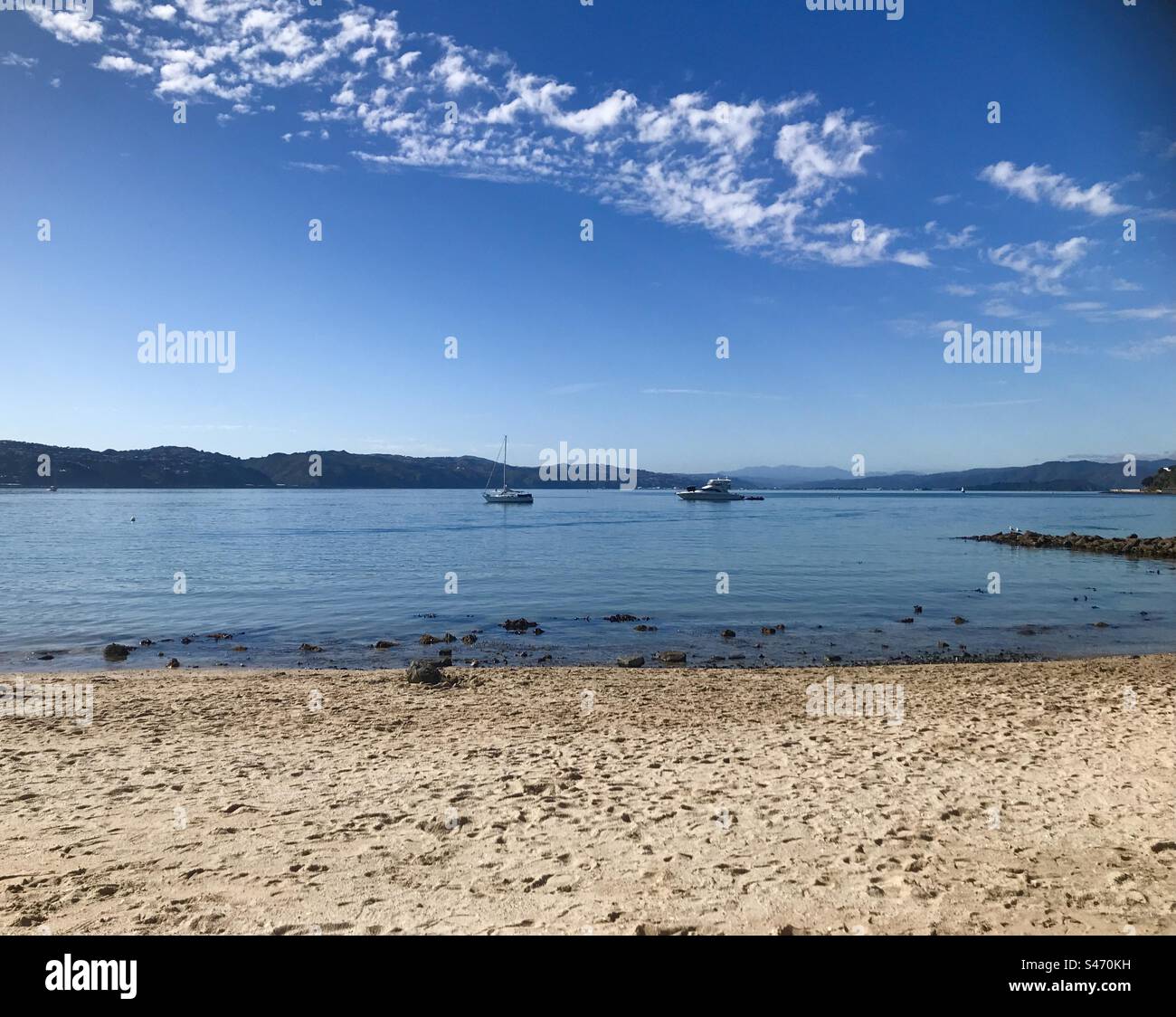 Beach Days - Sun, Sand, Blue Sky’s, Boats Stock Photo