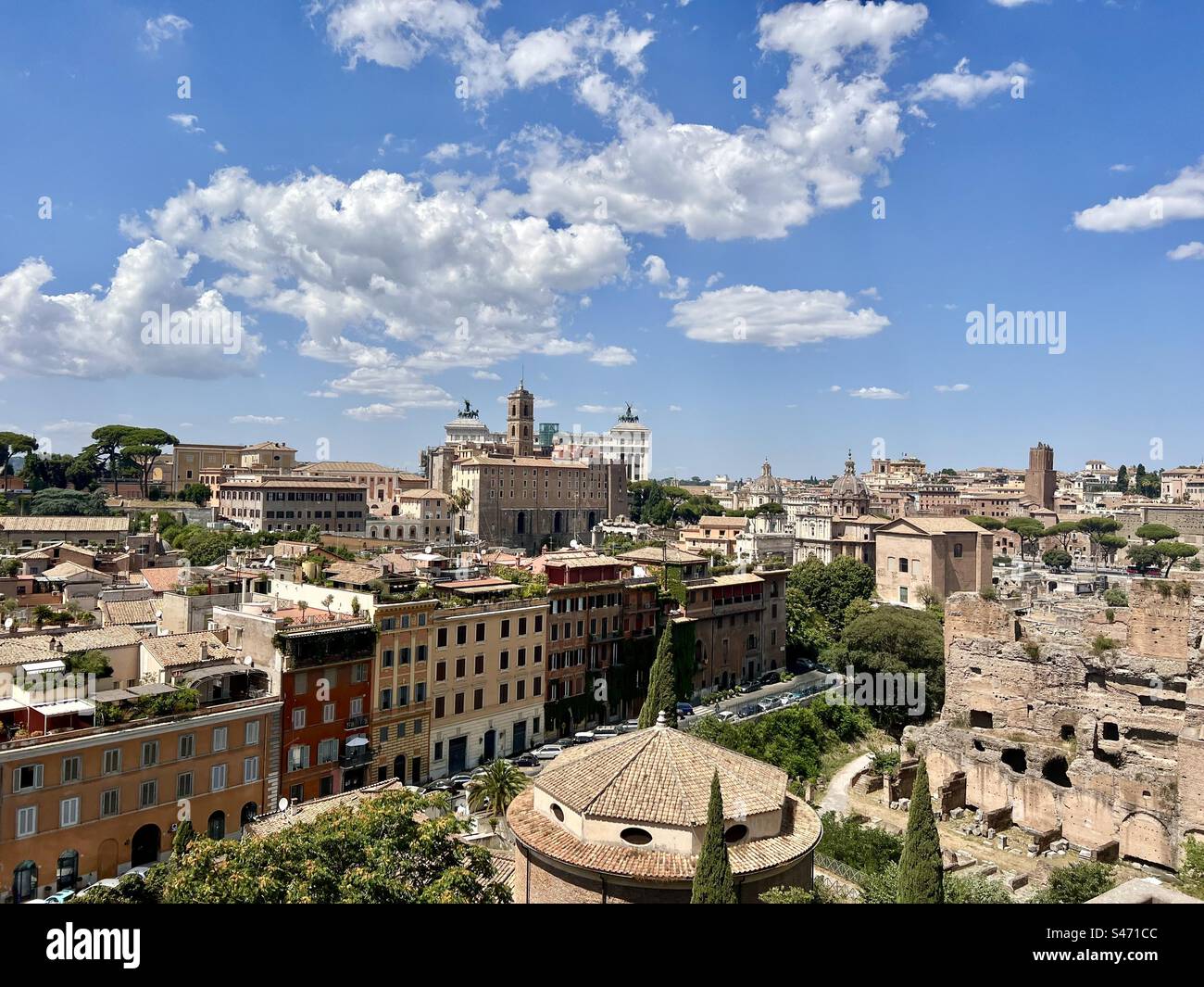 Looking out from the Gardens of Farnese on Palatine Hill, Rome Stock ...
