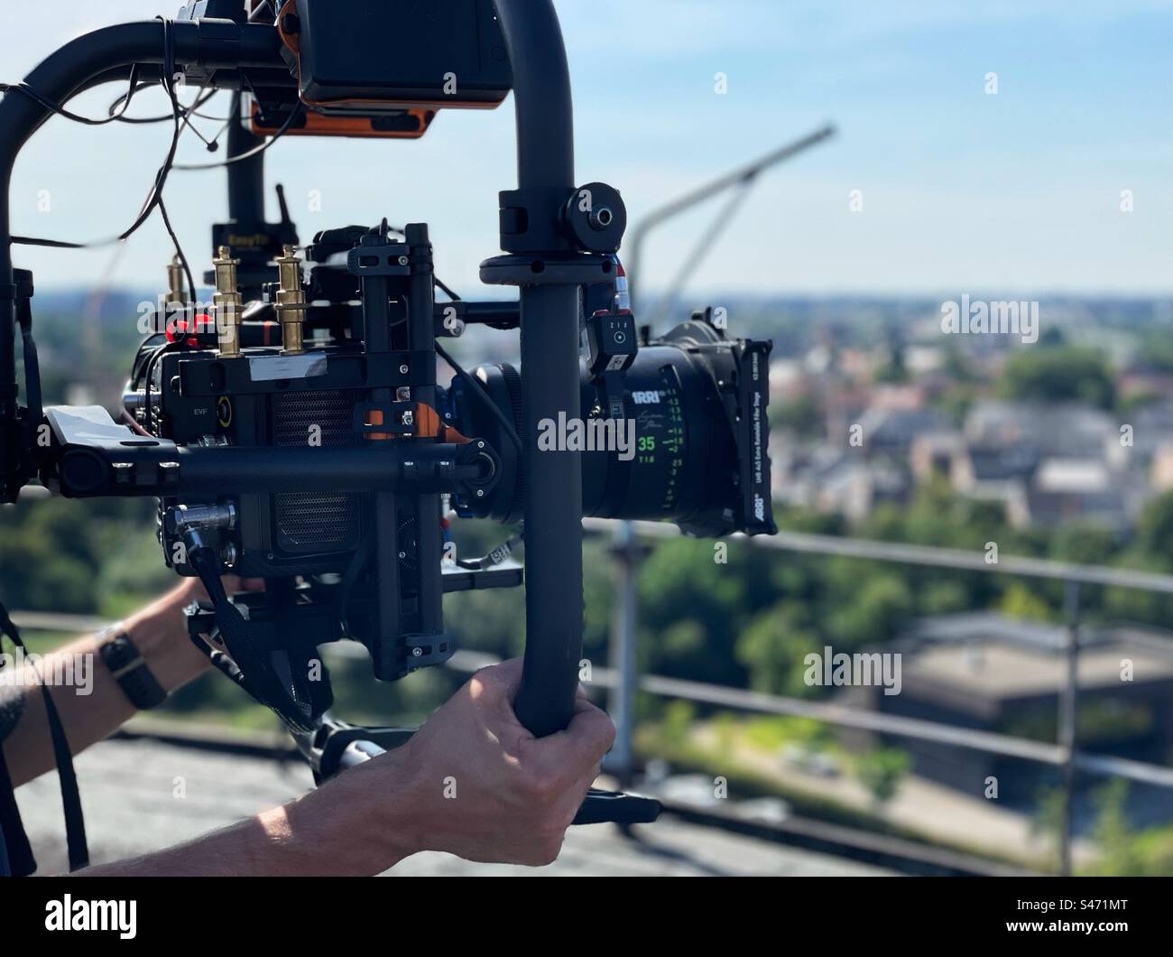 Arri mini film camera in a handheld gimbal Stock Photo