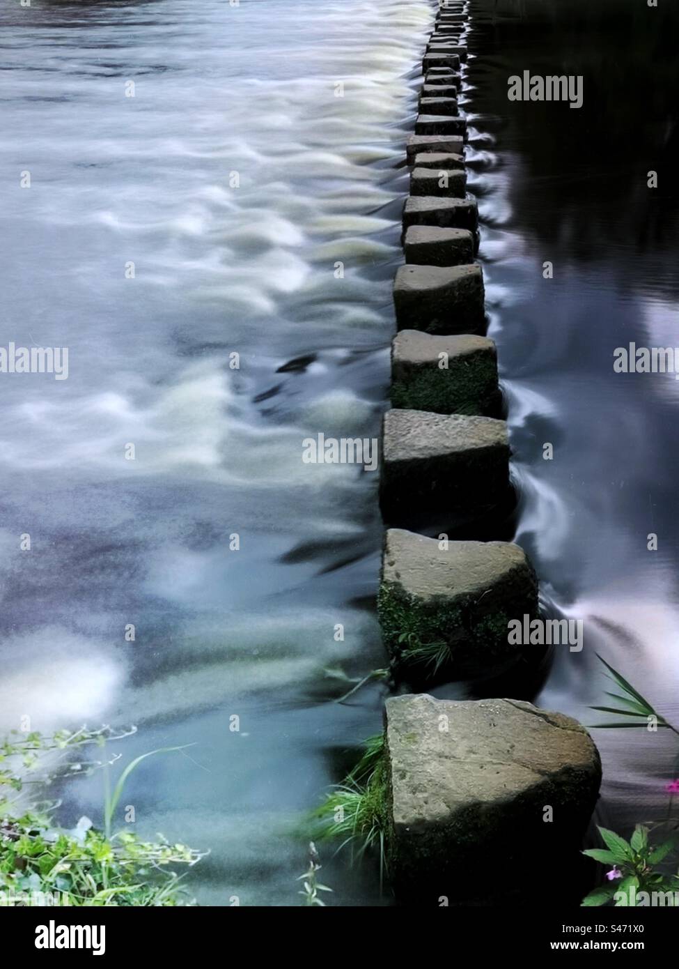 Stepping stones across a river - Smartphone Captured Stock Image