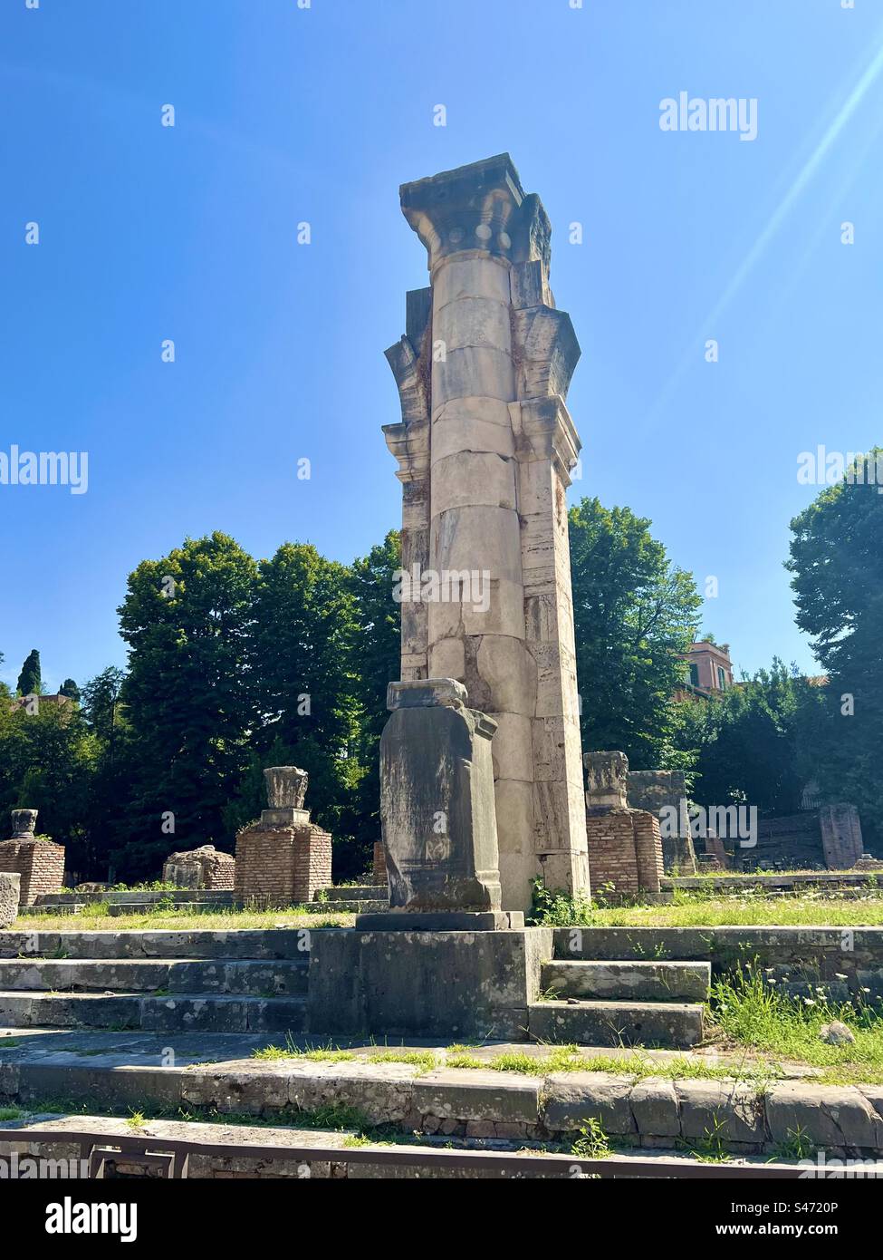 Site of the ancient Basilica Giulia in the Roman Forum. - Smartphone Captured Stock Image