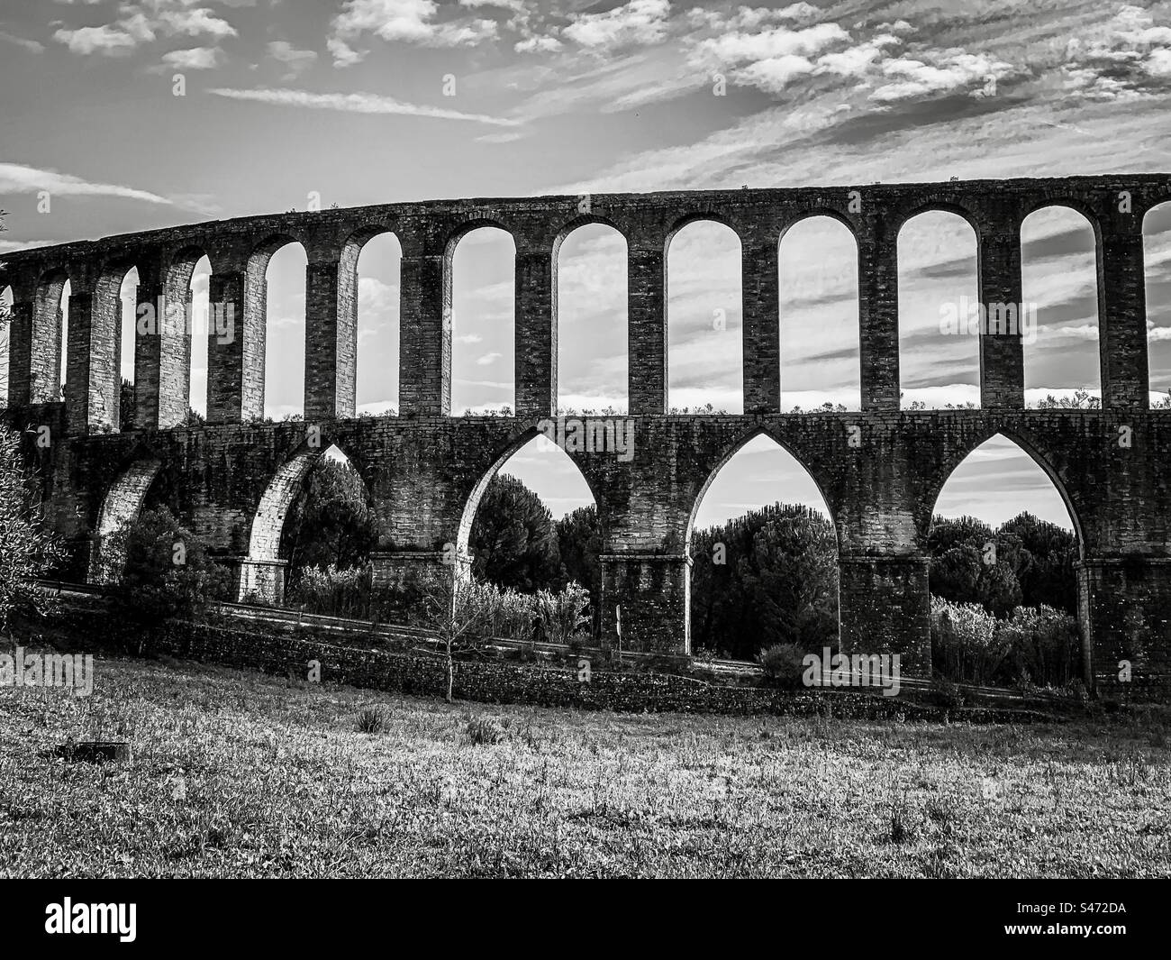 Pegões Aqueduct in Tomar Portugal Stock Photo