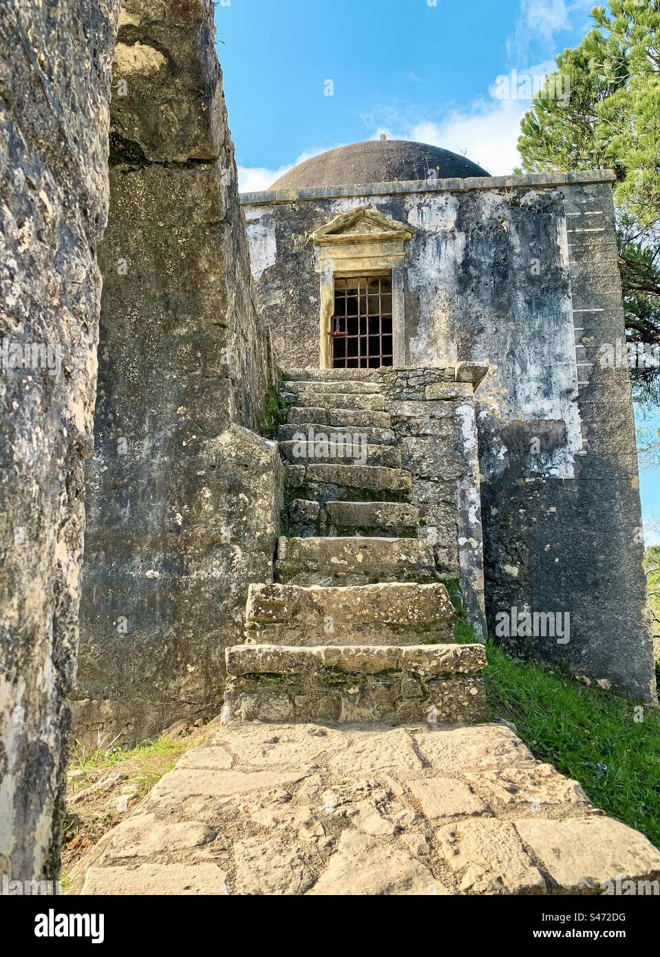 The tower of Pegões Aqueduct in Tomar Portugal - Smartphone Captured Stock Image