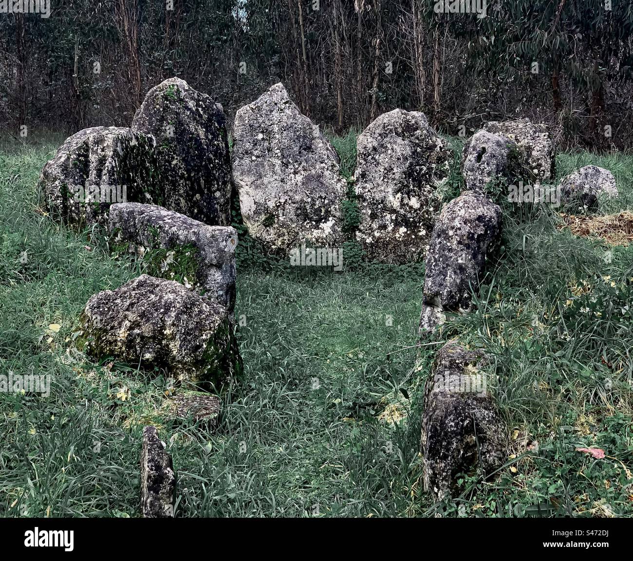 Complexo Megalítico do Rego da Murta (Megalithic standing stones in Portugal) - Smartphone Captured Stock Image