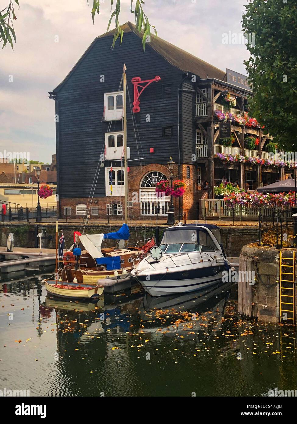 Picture perfect Dicken’s Inn and St Katharine’s Dock, London - Smartphone Captured Stock Image