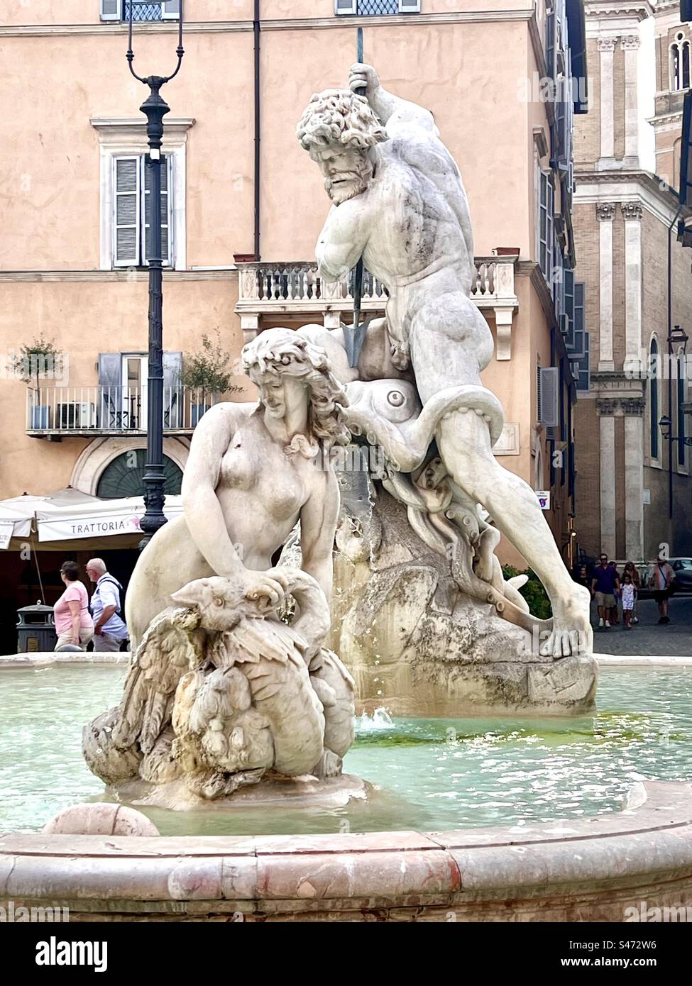 Fountain in Rome’s Navona Square Stock Photo