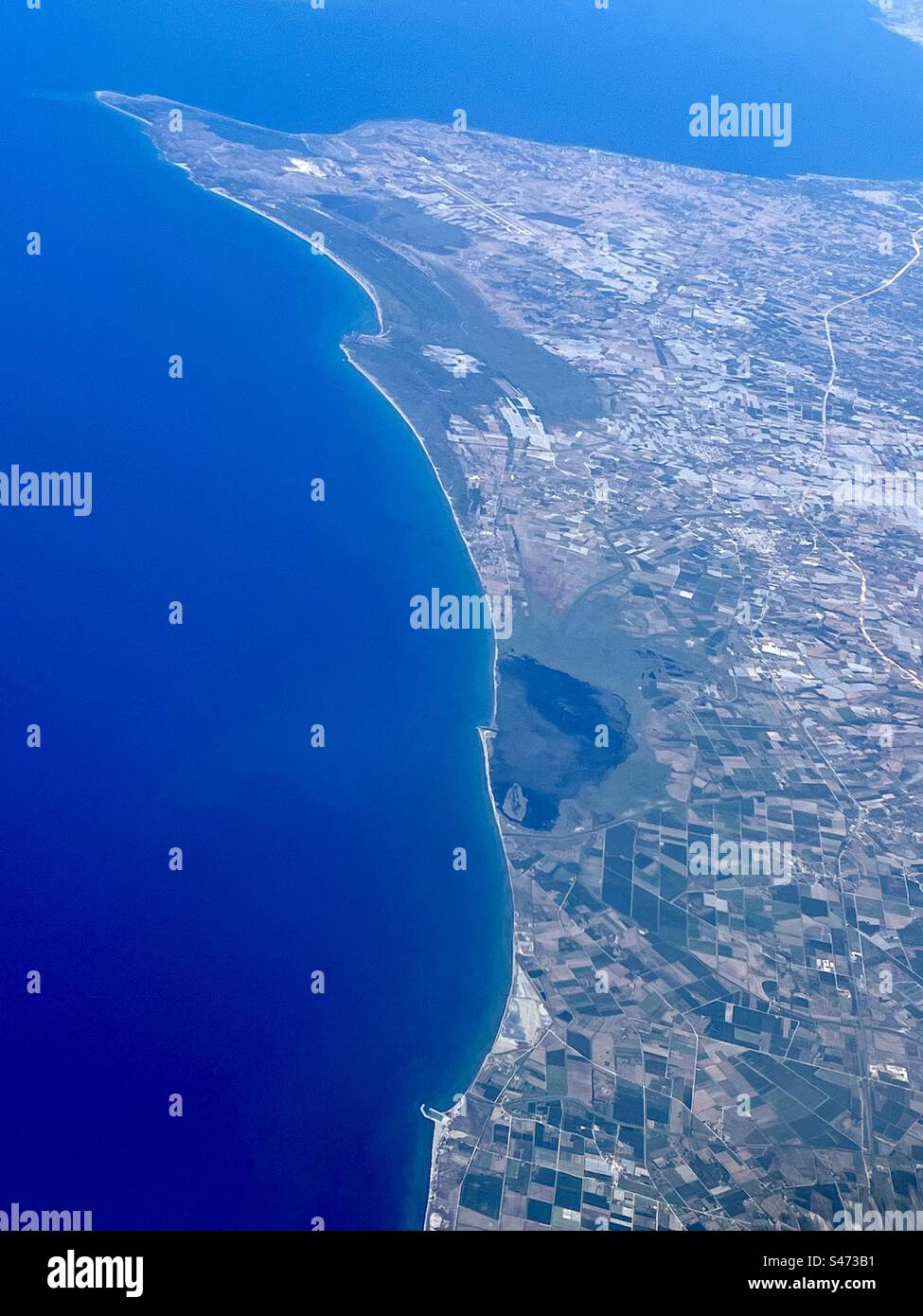 Aerial view over Greece west coast and the Ionian Sea - Smartphone Captured Stock Image