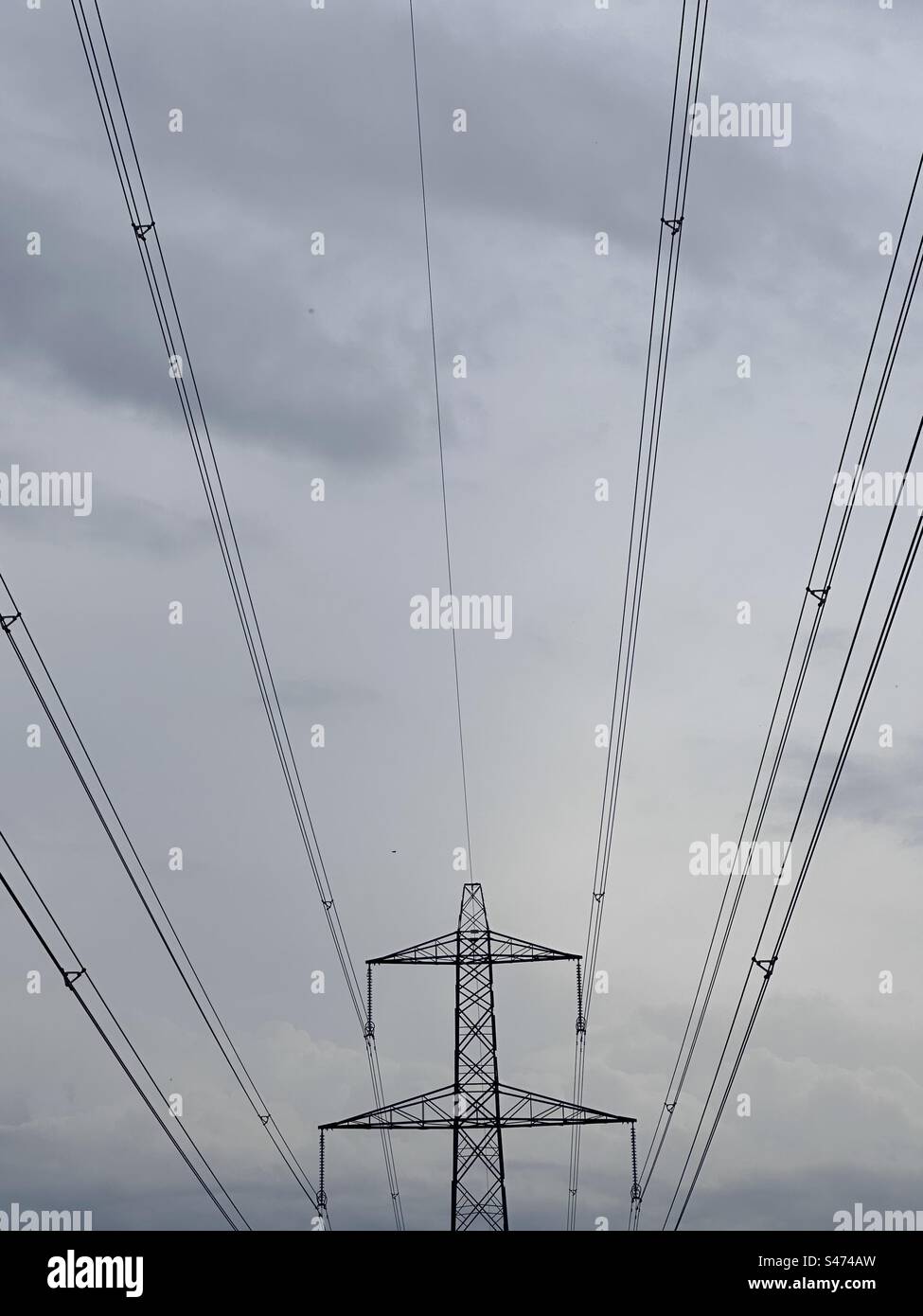 Pylon with connecting cables Stock Photo Alamy