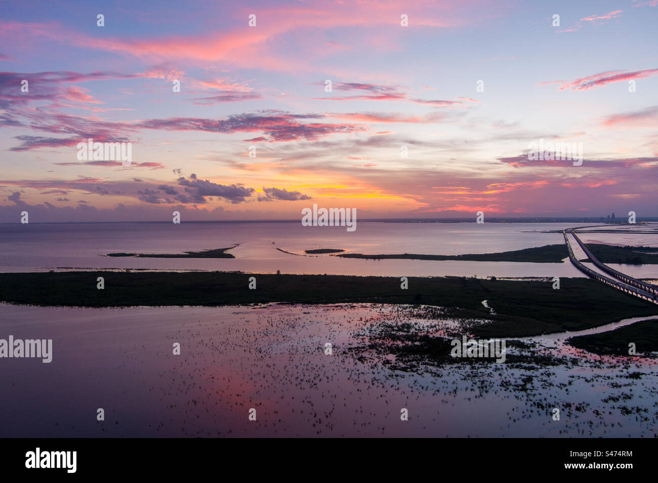 Mobile Bay at sunset - Smartphone Captured Stock Image