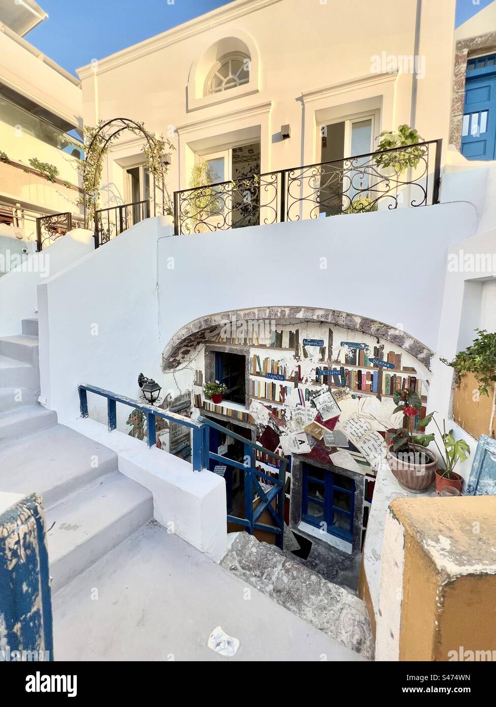 Shops on the main street of Oia , Santorini, Greece Stock Photo