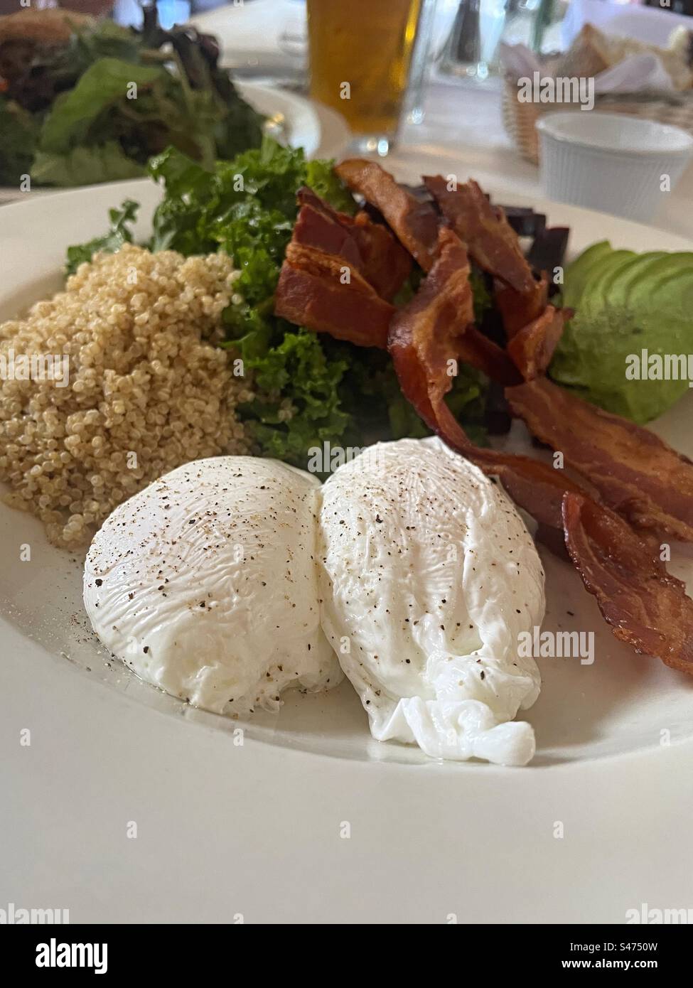 Gourmet lunchtime entrée at Le bistro Les Amis in SoHo, 2023, New York City, United States - Smartphone Captured Stock Image