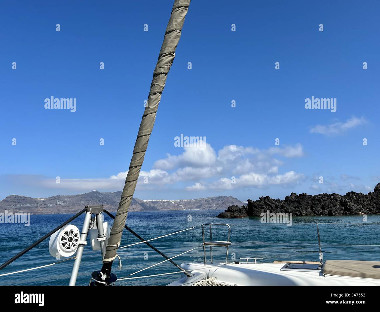 Nea Kameni volcanic island in the Cyclades, Greece - Smartphone Captured Stock Image