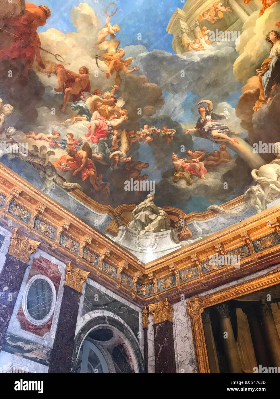 Beautiful painted ceiling in the Palace of Versailles - Smartphone Captured Stock Image