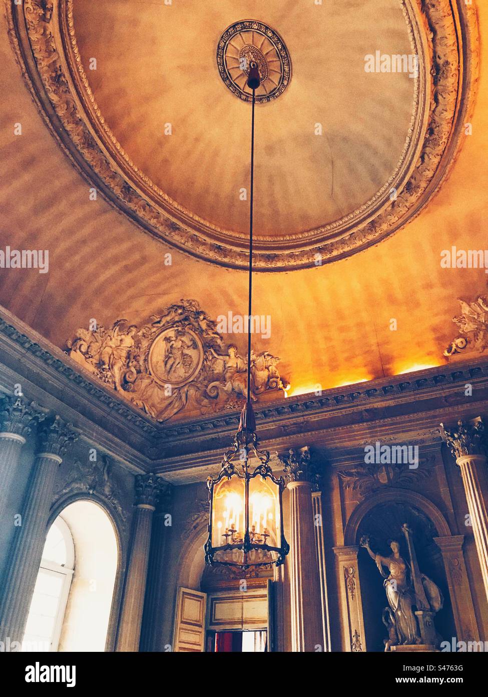A beautiful interior and ceiling at the Palace of Versailles - Smartphone Captured Stock Image