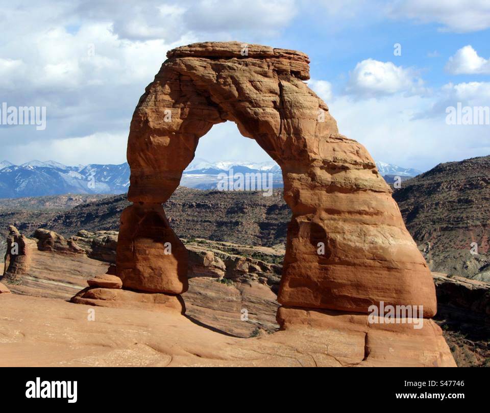Delicate Arch Natural Sandstone Formation in Arches National Park, Utah - Smartphone Captured Stock Image