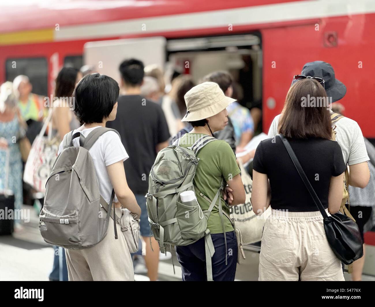 Crowd of people waiting for a train - Smartphone Captured Stock Image