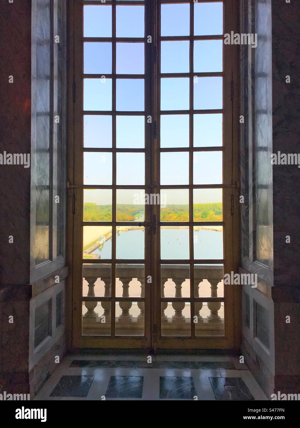The view of the Gardens of Versailles from the windows - Smartphone Captured Stock Image