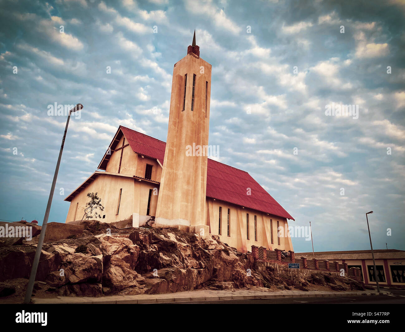 A Christian church in Luderitz Southern Namibia - Smartphone Captured Stock Image