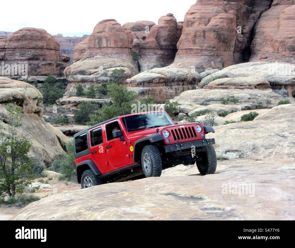 4x4 Off Road Driving in Canyonlands, Utah - Smartphone Captured Stock Image