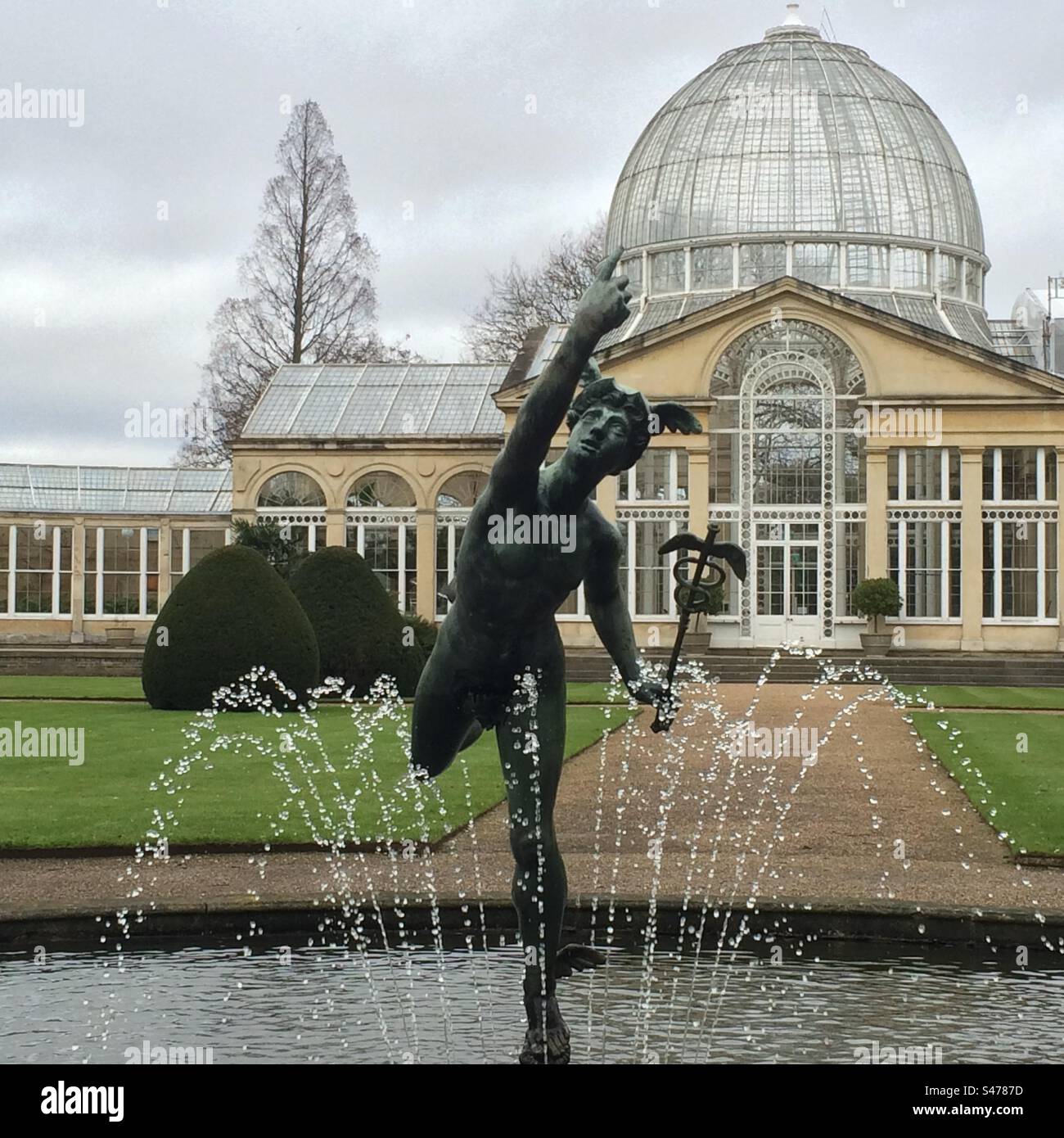 Great Conservatory and Statue of Mercury, Syon Park - Smartphone Captured Stock Image