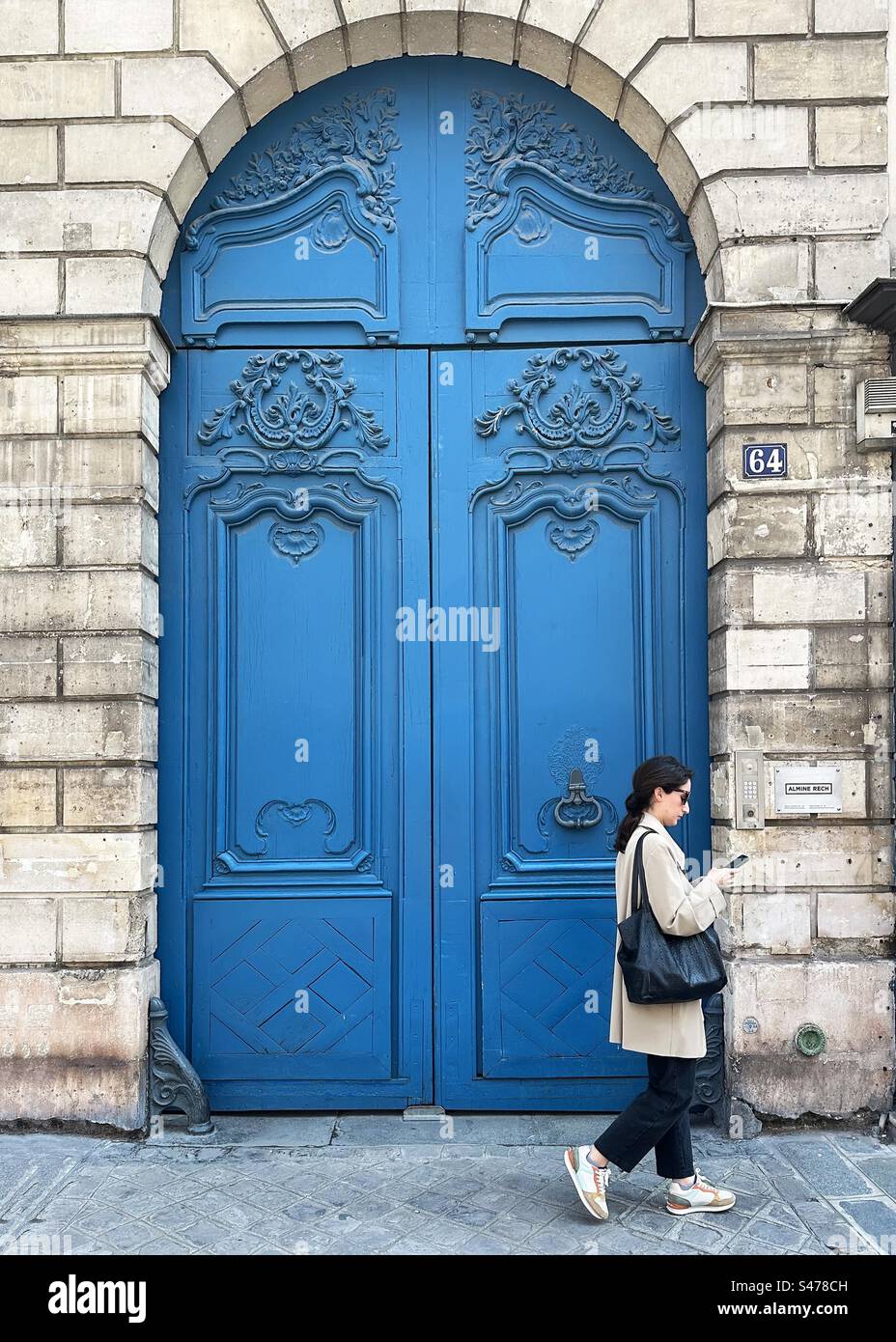 Blue door in the city - Smartphone Captured Stock Image