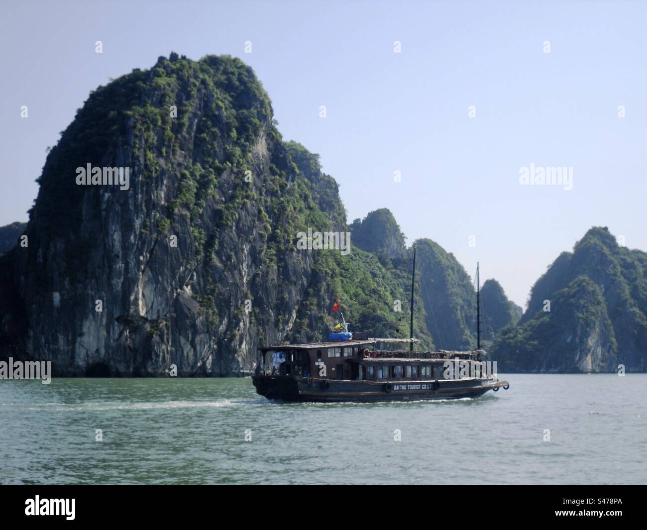 Junk Boat in Halong Bay, Vietnam - Smartphone Captured Stock Image