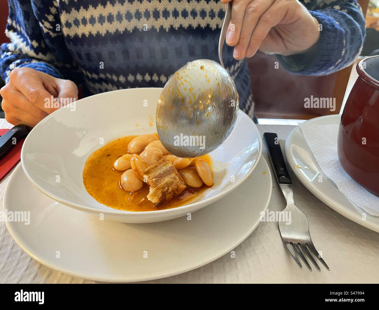 Serving beans stew una dish Stock Photo Alamy